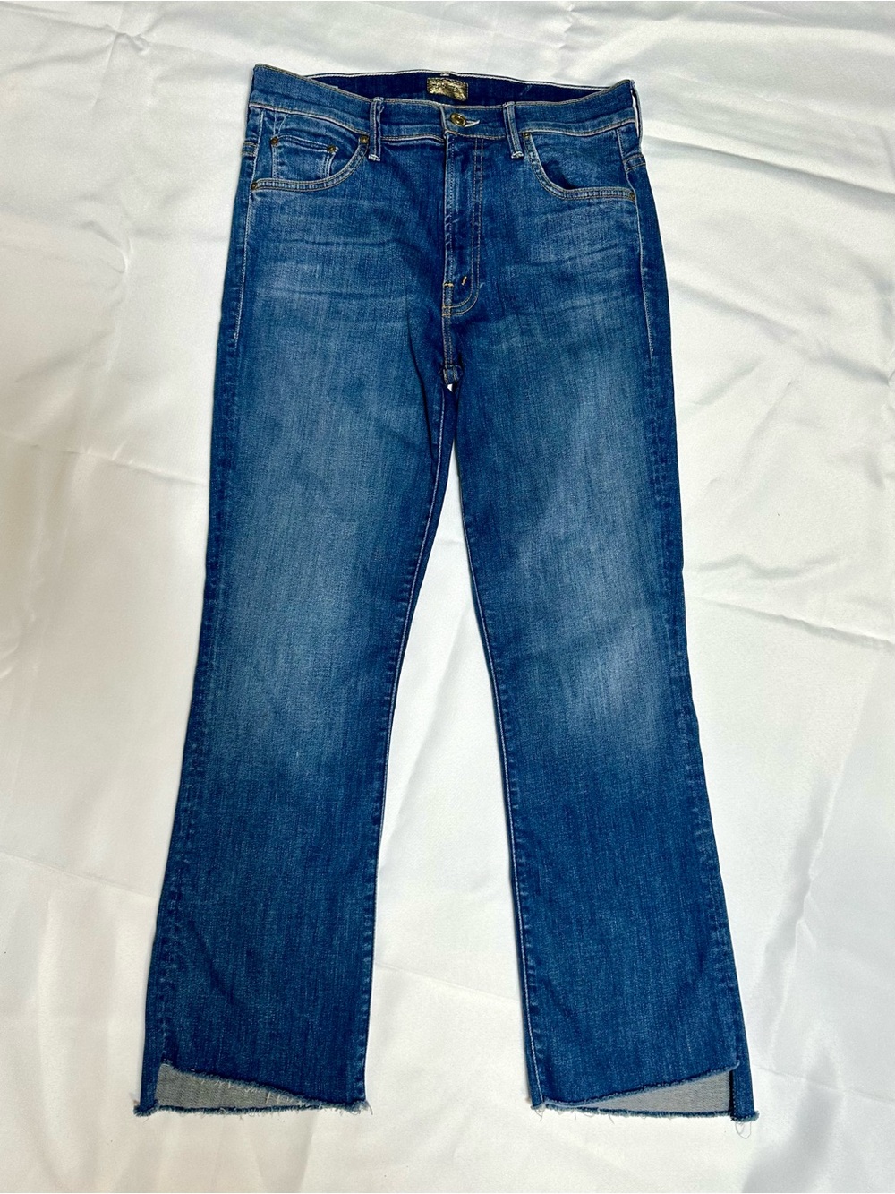 MOTHER Women's Insider Crop Step Fray in Not Rough Enough Blue Denim